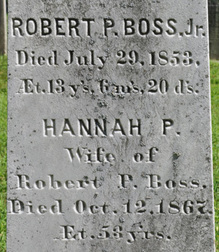 Gravestpme of Robert Jr and Hannah Boss
