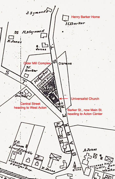1889 Walker map of Barker House & Mill