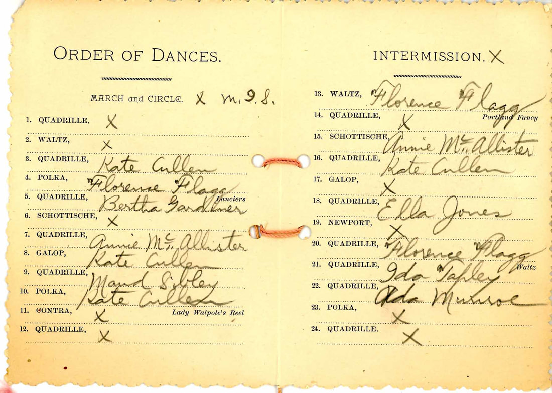Dance Card Interior 1892