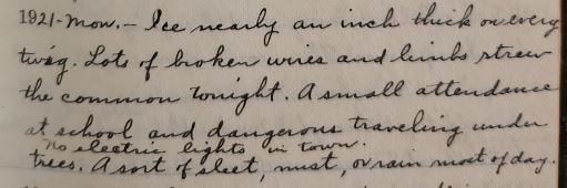 Ella Miller Diary Entry Nov. 28, 1921