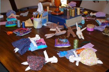 Fabric dolls made at workshop
