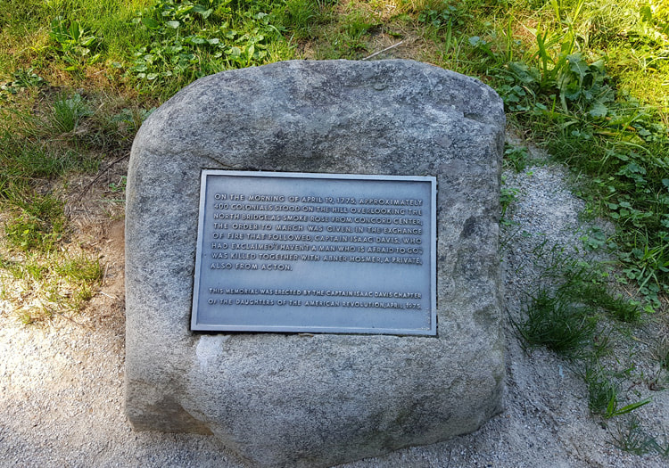Stone & DAR plaque, North Bridge, Concord