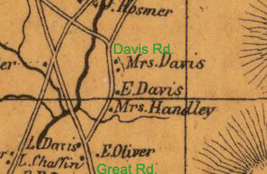 1856 Walling map of today's Davis Rd.