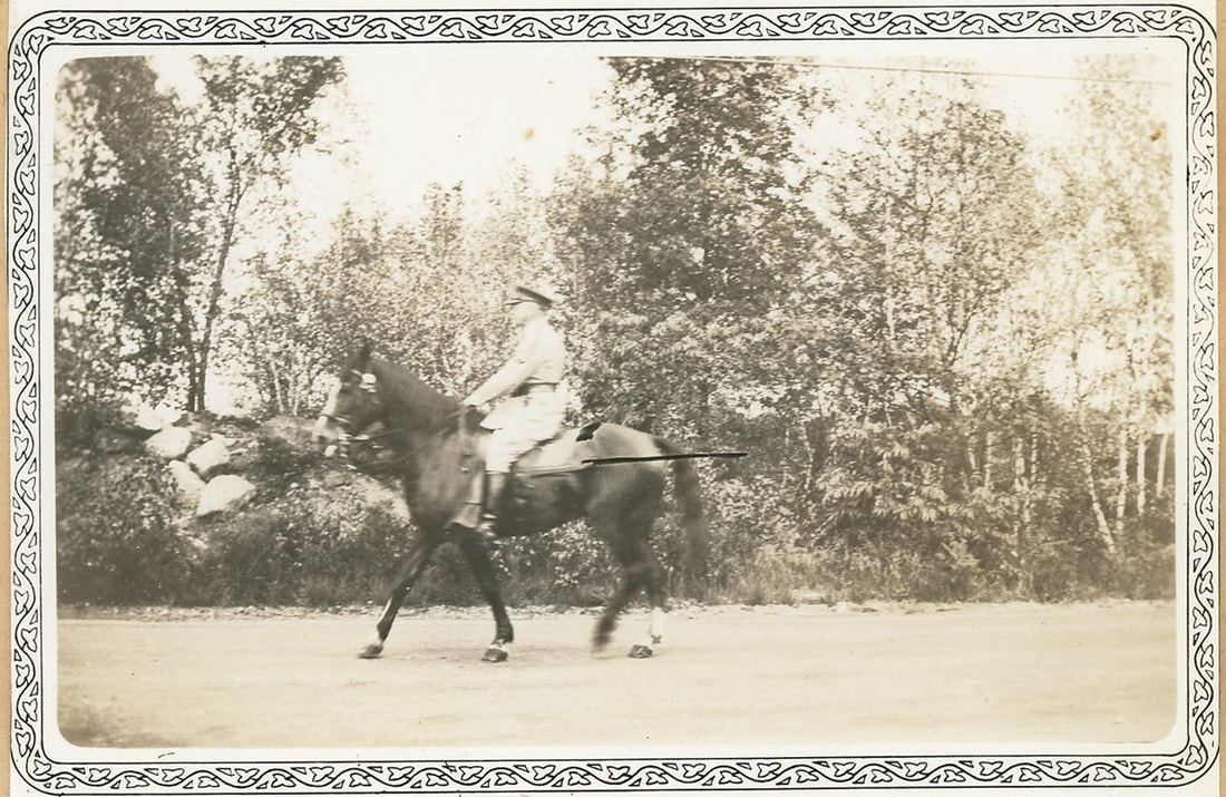 Maj. Charles Coulter on horse, 1935