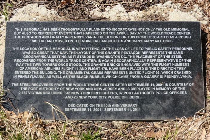 September 11 Memorial, Explanatory Plaque