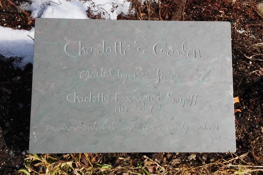 Plaque, Charlotte Sagoff Garden
